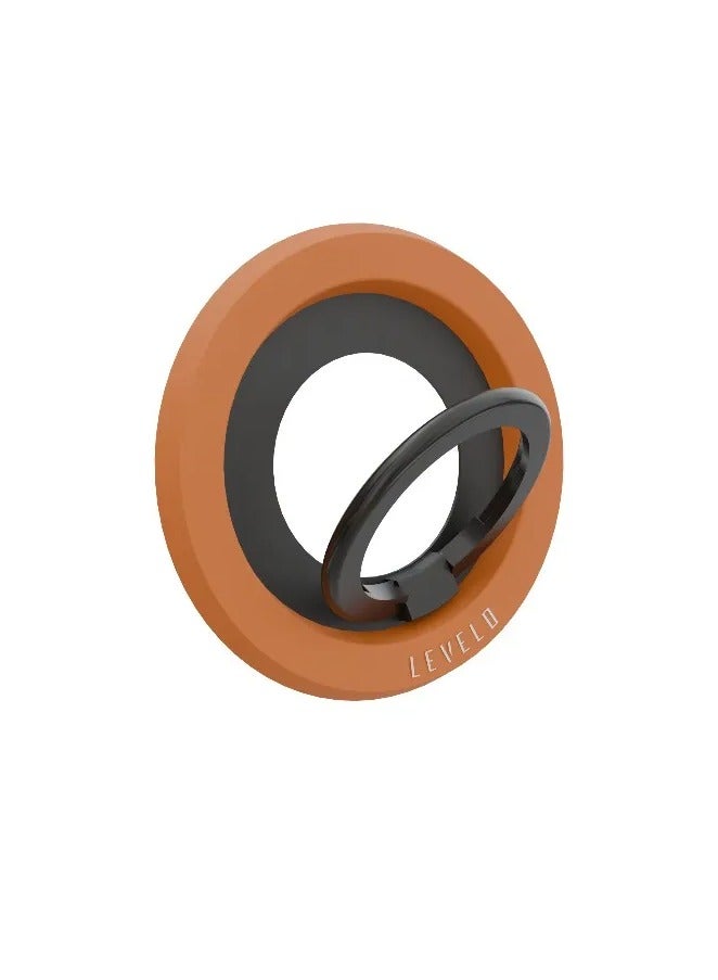 LEVELO Lucero 2 in 1 Phone Ring Holder, Phone Ring Stand for Watching Videos, 135° Flip Design with Comfort Grip, N52 Magnet Type, Nonslip Surface, Magnetic Ring Included, 4000 GS Magnetic Force, Compatible with iPhone 14 15 16 17 Series & Galaxy S24 S25 Series - Orange - Image 1