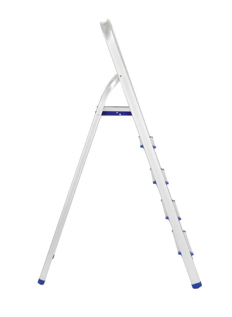 GEEPAS Geepas Aluminum Household Ladder| 150 kg Capacity, 5-steps| Wide and Flat Platform, Anti-Slip Feet| Perfect for Home, Apartments| GT59484 Silver  - Image 3