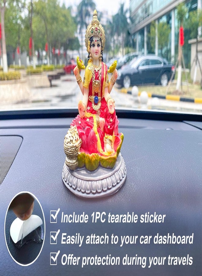 BangBangDa Lakshimi for Car Dashboard - Birthday Gifts for Indian 3.9" High Multi-Color Hindu Goddess Lord Lakshimi Idol Statue - Hand Painted Polystone Laxmi Figurine for Car Decor - Image 4