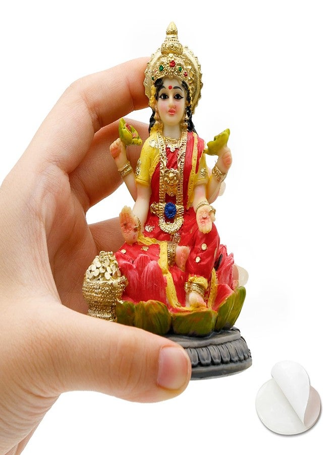 BangBangDa Lakshimi for Car Dashboard - Birthday Gifts for Indian 3.9" High Multi-Color Hindu Goddess Lord Lakshimi Idol Statue - Hand Painted Polystone Laxmi Figurine for Car Decor - Image 1
