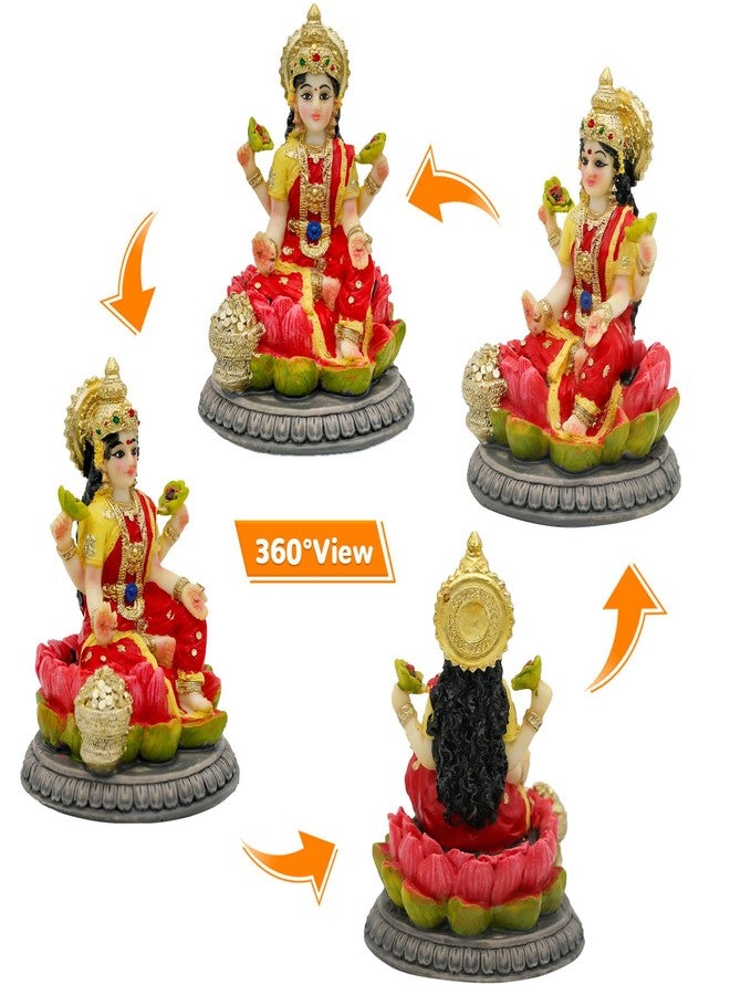 BangBangDa Lakshimi for Car Dashboard - Birthday Gifts for Indian 3.9" High Multi-Color Hindu Goddess Lord Lakshimi Idol Statue - Hand Painted Polystone Laxmi Figurine for Car Decor - Image 5
