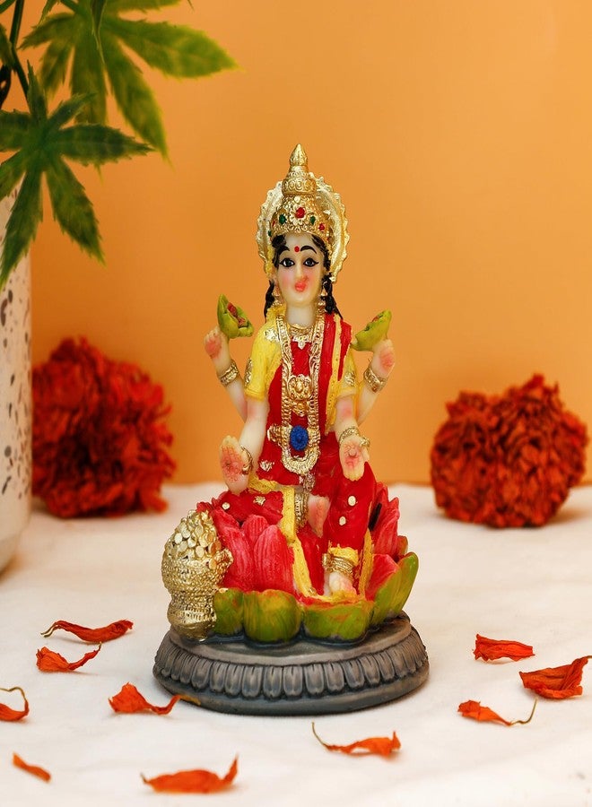 BangBangDa Lakshimi for Car Dashboard - Birthday Gifts for Indian 3.9" High Multi-Color Hindu Goddess Lord Lakshimi Idol Statue - Hand Painted Polystone Laxmi Figurine for Car Decor - Image 2
