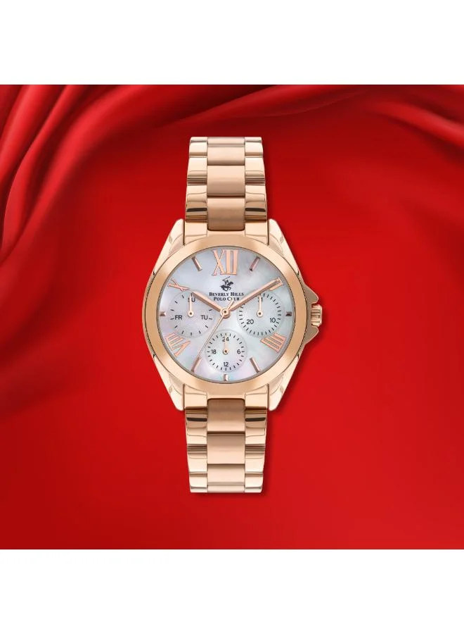 BEVERLY HILLS POLO CLUB Beverly Hills Polo Club BP3313X.410 Women's Multi Function Display Watch & Metal Strap Rose Gold