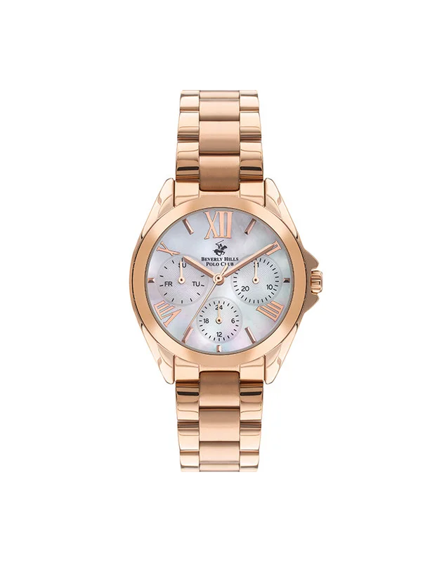 BEVERLY HILLS POLO CLUB Beverly Hills Polo Club BP3313X.410 Women's Multi Function Display Watch & Metal Strap Rose Gold