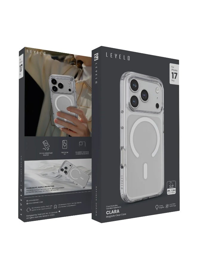 ليفيلو جراب شفاف لهاتف iPhone 17 Pro MagSafe Clara TPU+PC مع حماية محسنة للكاميرا والشاشة / ملاءمة دقيقة / مصد مقاوم للصدمات / غطاء خلفي بتقنية Ever-Clear - شفاف - Image 5