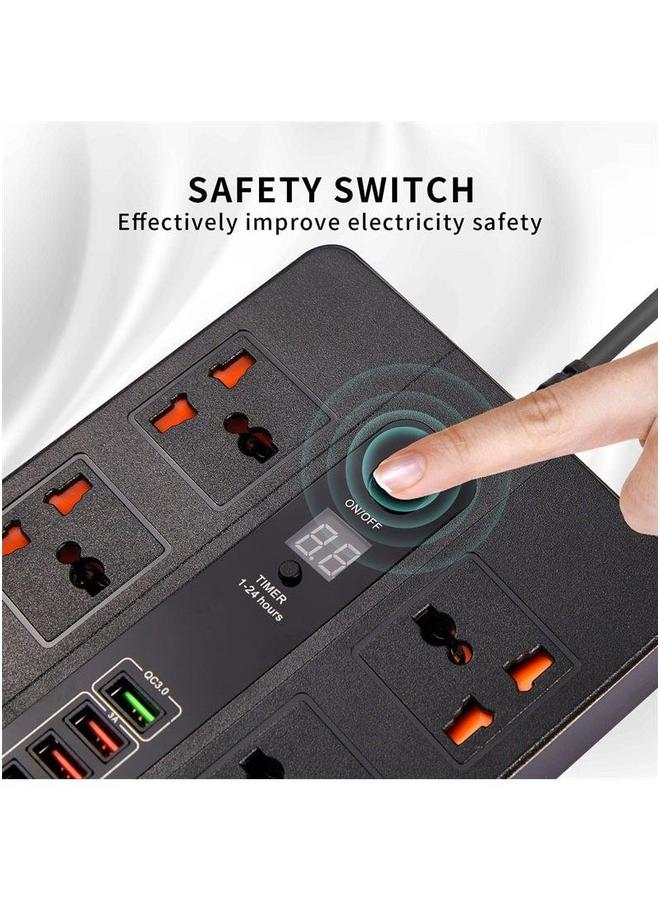 HOMESTAR 2 Meter Universal Socket, Charging USB Socket Timing Function Extension Plug Black - Image 4