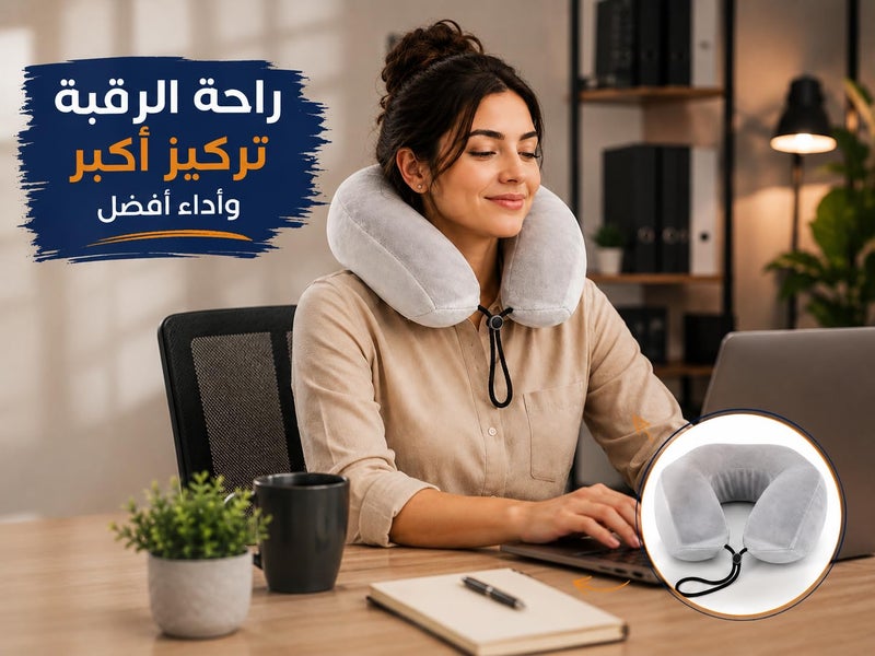 Travel Neck Pillow, Memory Foam Neck Pillow with Removable Washable Premium Velvet Cover for Easy Cleaning (Gray) - Image 5