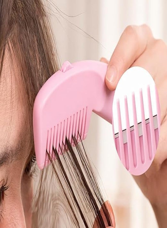 MOKVEE Multifunctional Hair Thinning Comb with Scissors - Professional Texturizing & Hair Cutting Tool for Women, Home & Salon Use (PINK) - Image 5