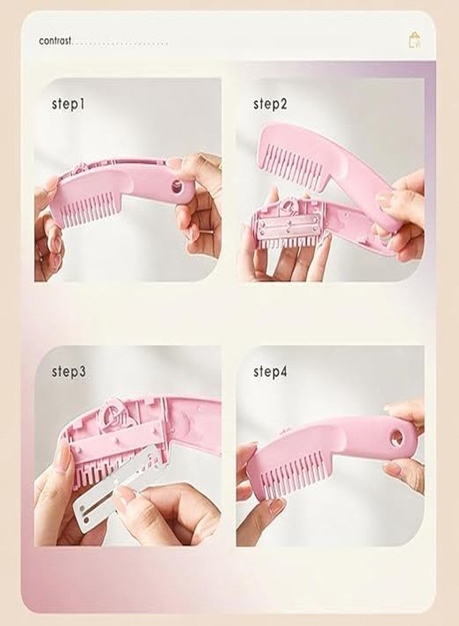 MOKVEE Multifunctional Hair Thinning Comb with Scissors - Professional Texturizing & Hair Cutting Tool for Women, Home & Salon Use (PINK) - Image 2