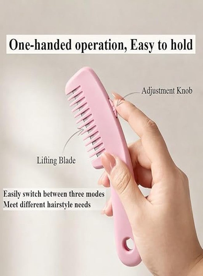 MOKVEE Multifunctional Hair Thinning Comb with Scissors - Professional Texturizing & Hair Cutting Tool for Women, Home & Salon Use (PINK) - Image 3
