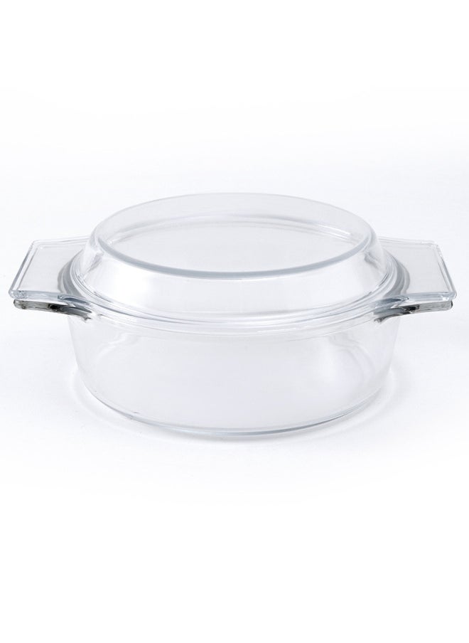 Generic - Feinex Tempered Glass Crystal Soup Cooking Bowl With Lid Double Ear Bowl Crystal Glass Bowl-Specifications:8100-4/0.8 Litre Square Tempered Glass Treasure - Image 1