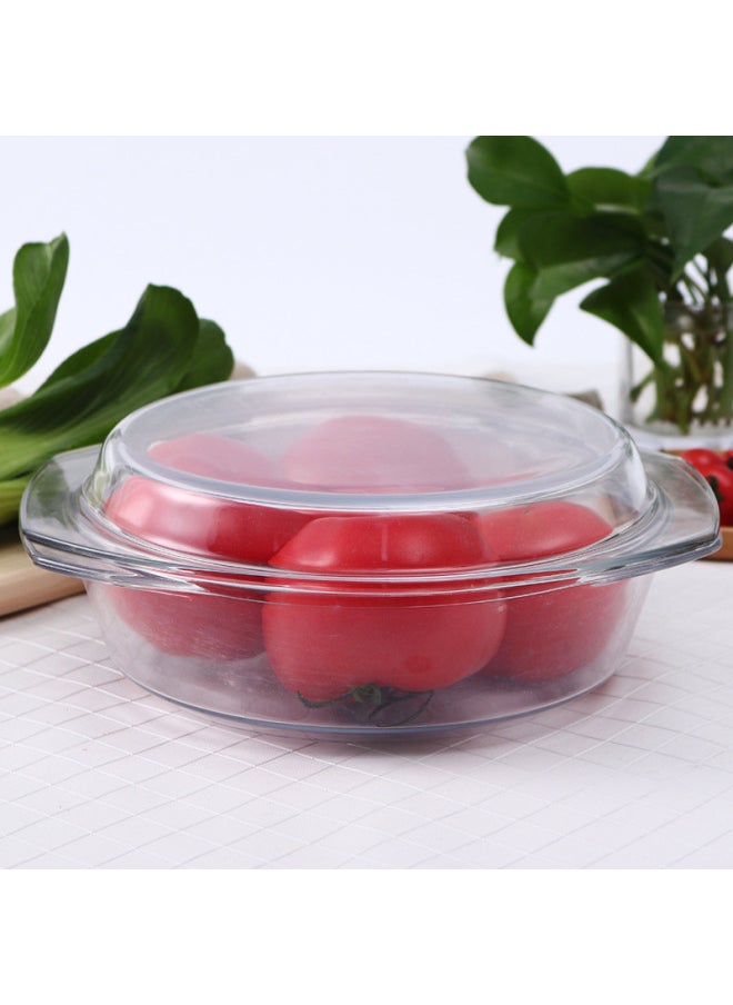 Generic - Feinex Tempered Glass Crystal Soup Cooking Bowl With Lid Double Ear Bowl Crystal Glass Bowl-Specifications:8100-4/0.8 Litre Square Tempered Glass Treasure - Image 1