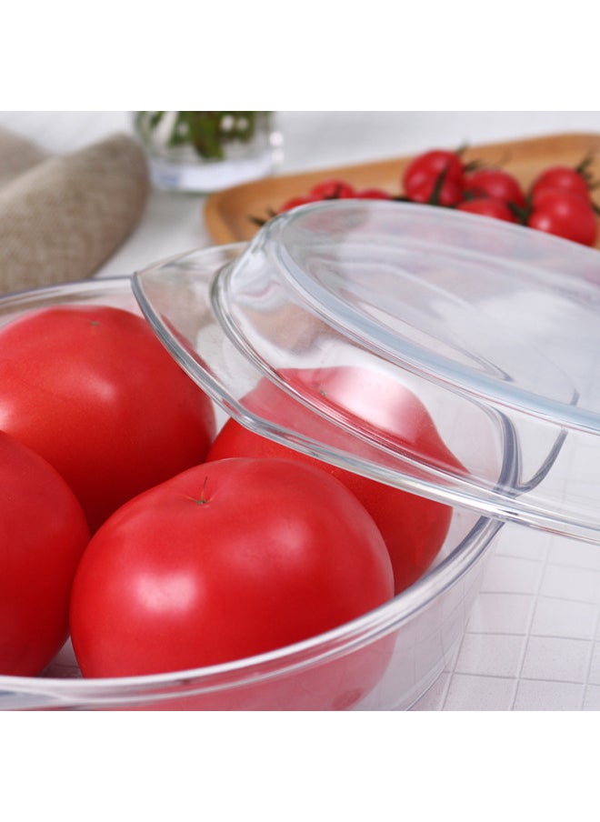 Generic - Feinex Tempered Glass Crystal Soup Cooking Bowl With Lid Double Ear Bowl Crystal Glass Bowl-Specifications:8100-4/0.8 Litre Square Tempered Glass Treasure - Image 1