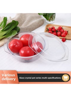 Feinex Tempered Glass Crystal Soup Cooking Bowl With Lid Double Ear Bowl Crystal Glass Bowl-Specifications:8100-4/0.8 Litre Square Tempered Glass Treasure