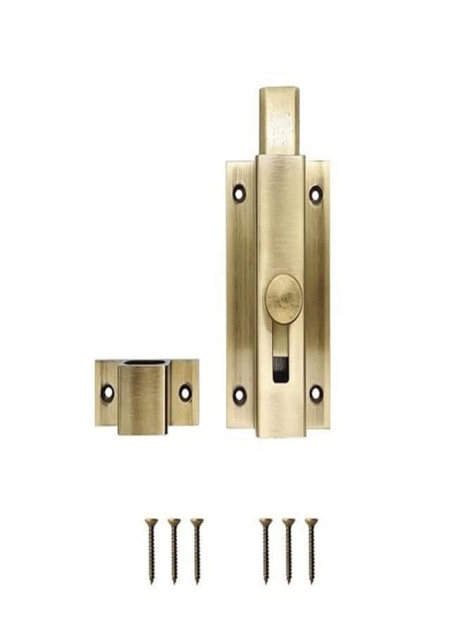 VESPERPRO Antique Brass Tower Bolt Security Door Latch, Sliding Lock Chitakni Style for Home, Bathroom, Kitchen, Office, Baby Safety (4 Inch, 1, Piece) - Image 5