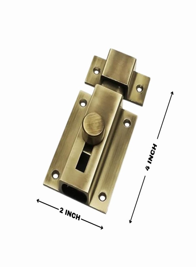 VESPERPRO Antique Brass Tower Bolt Security Door Latch, Sliding Lock Chitakni Style for Home, Bathroom, Kitchen, Office, Baby Safety (4 Inch, 1, Piece) - Image 2