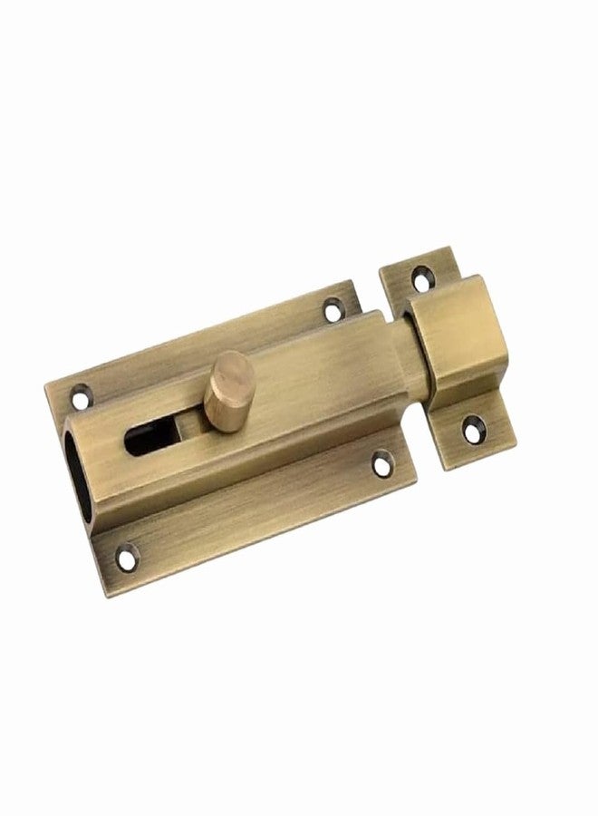 VESPERPRO Antique Brass Tower Bolt Security Door Latch, Sliding Lock Chitakni Style for Home, Bathroom, Kitchen, Office, Baby Safety (4 Inch, 1, Piece) - Image 1