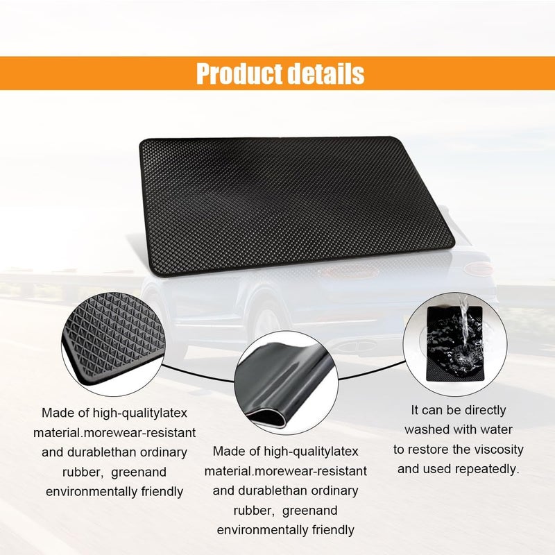 GLSOWEE Car Dashboard Anti-Slip Mat, 10.6""×5.9"" Universal Car Dash Sticky Rubber Mat, Multifunctional Non-Slip Adhesive Pad Auto Dash Grip Mat for Cell Phones, Keys, Coins, Sunglasses (Grid) - Image 5