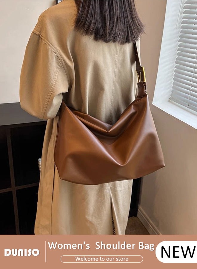 DUNISO Women's Shoulder Tote Bag Faux Leather Handbag For Women Large Capacity Bucket  Crossbody Bag Fashionable Travel Messenger Bag Shoulder Bag For Ladies Girls College Students - Image 1