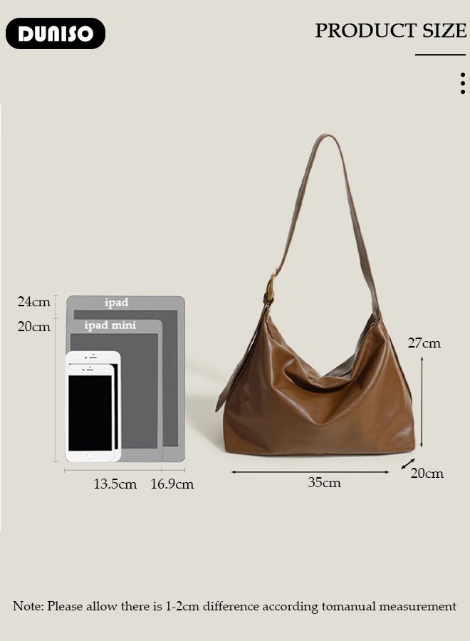 DUNISO Women's Shoulder Tote Bag Faux Leather Handbag For Women Large Capacity Bucket  Crossbody Bag Fashionable Travel Messenger Bag Shoulder Bag For Ladies Girls College Students - Image 4