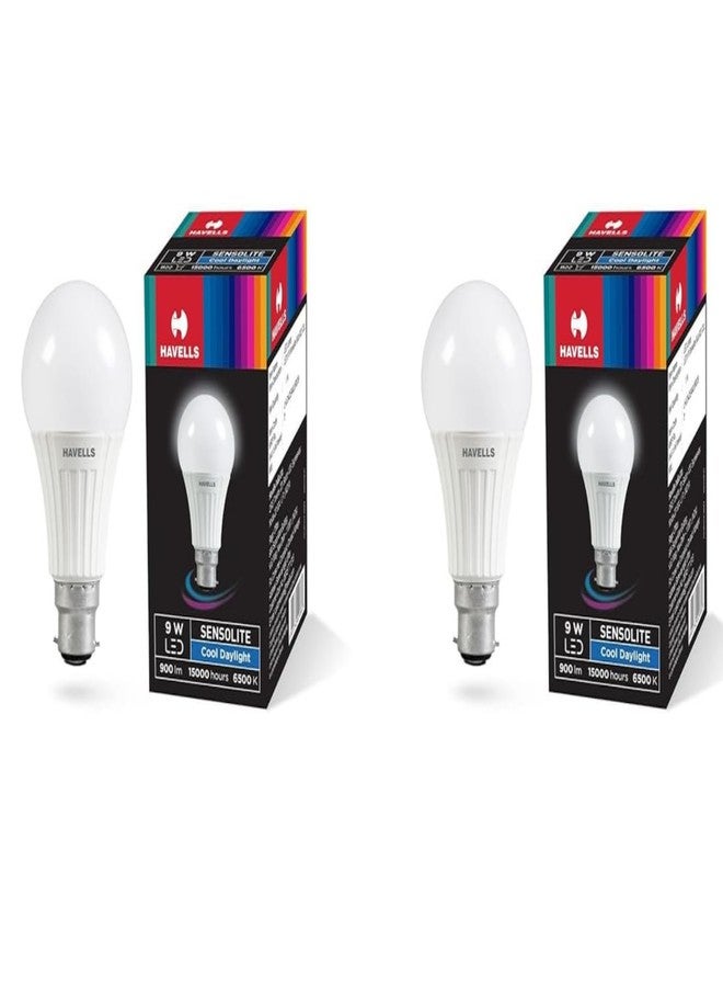 هافلز مصباح هافيلز سينسولايت LED بمستشعر حركة 9 واط | تشغيل وإيقاف تلقائي | منطقة استشعار نصف قطرها 5 أمتار (B22 أبيض بارد)، (عبوة من قطعتين) - Image 1