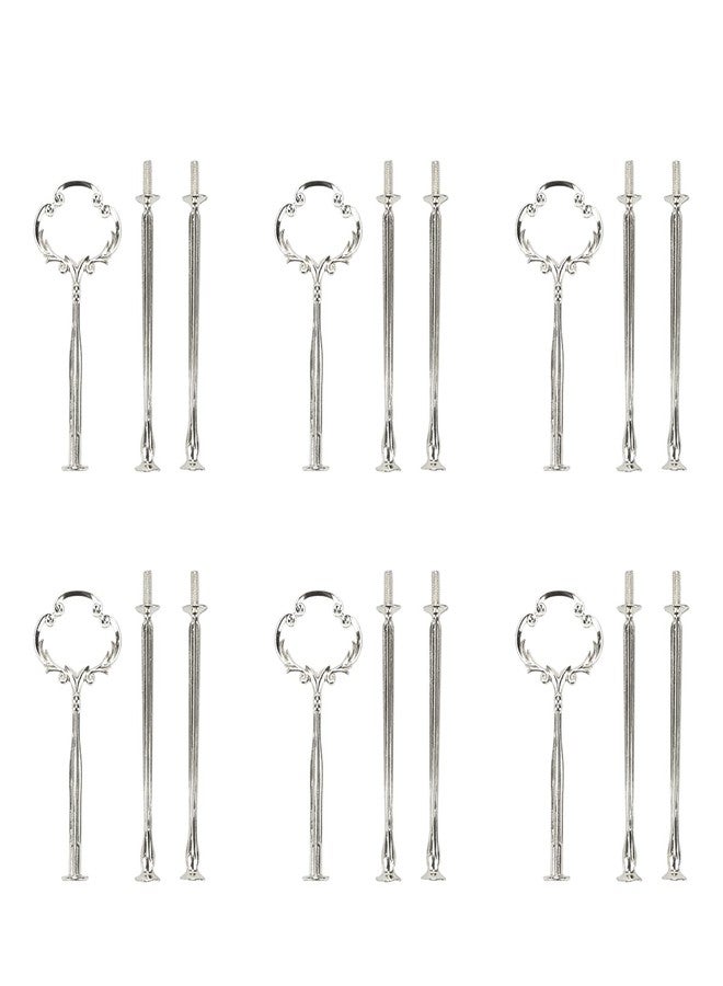 Pastlla 6 Set Tiered Tray Hardware, Cake Stand Metal Sunflower Fruit Plate Holder DIY Snack Tray Dessert Platter Serving Stand for Tea Party Wedding Decoration, 3 Tiers (Mold - Silver Sunflower) - Image 1