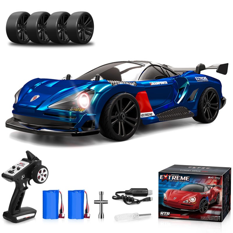 سيارات RC سريعة 116 للكبار سيارة انزلاق RC 38 كم/ساعة سرعة عالية 4WD تحكم كامل متناسب 6 أوضاع إضاءة LED 2 بطاريات قابلة للشحن RTR انزلاق للكبار هدية للأولاد والبنات
