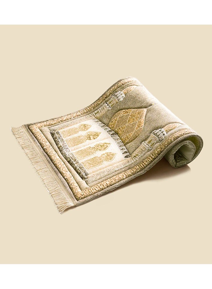 Luxury Padded Islamic Prayer Mat with Mosque Design – Soft Velvet Janamaz for Daily Salah – Travel-Friendly Muslim Prayer Rug  - Image 2