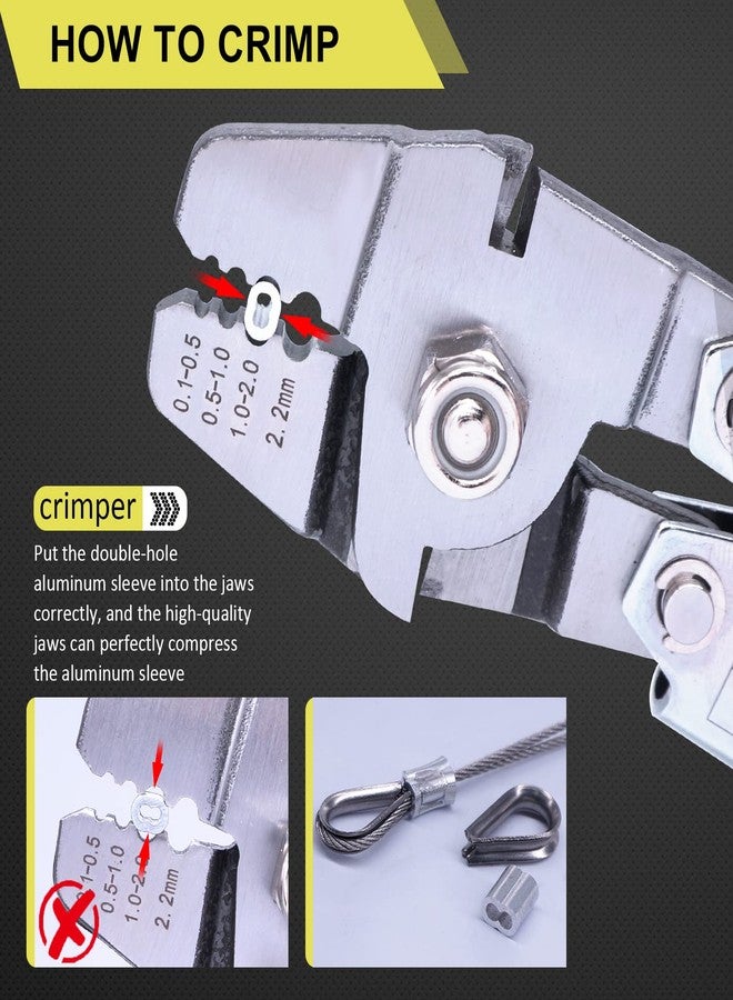 Twidec/Wire Rope Crimping Tool Up To 2.2mm Swaging Tool With 160PCS 1/16''Aluminum Crimping Loop Sleeve And 66FT 1/16'' 304 stainless steel Wire Rope 12PCS Wire Rope Thimbles Kit - Image 4
