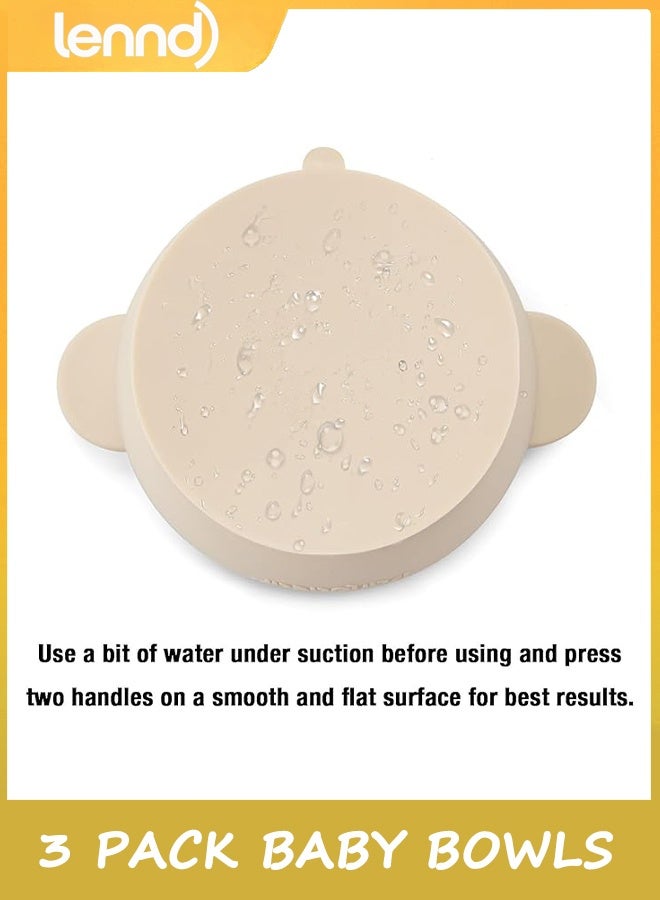 LENND 3 Pack Baby Bowls with Suction| Stay Put Silicone Food Bowl for Babies Kids Toddlers Infants| Food Grade Soft Safe BPA-Free Silicone - Image 4