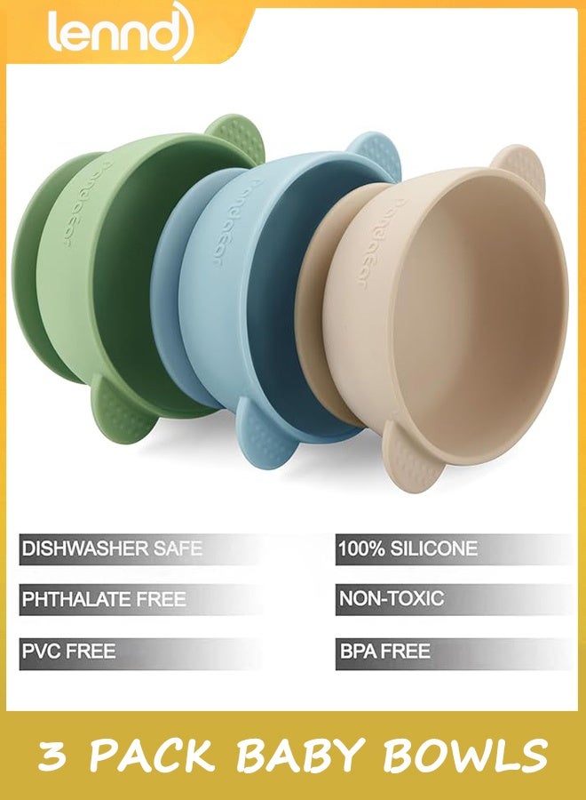 LENND 3 Pack Baby Bowls with Suction| Stay Put Silicone Food Bowl for Babies Kids Toddlers Infants| Food Grade Soft Safe BPA-Free Silicone - Image 2