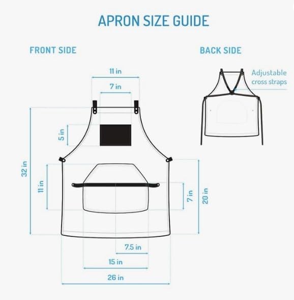 Priti Work Apron in Non-Waxed Canvas with Cross Straps Adjustable Chef Apron-Cross Back Apron for Men Women with Adjustable Straps and Large Pockets,Canvas - Image 3