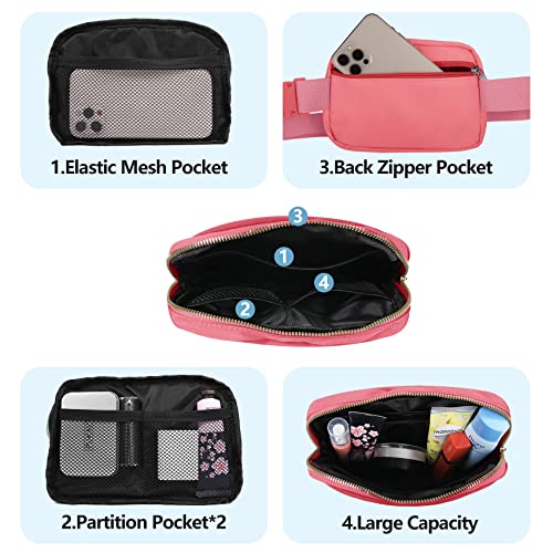 VOROLO Fanny Pack For Women And Men Crossbody Bag Belt Bag with Adjustable Strap Graduation Gifts Deep Pink - Image 3