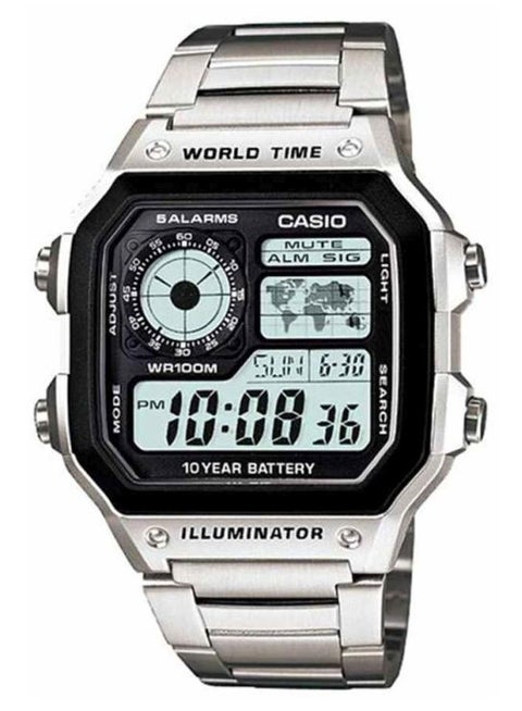 Men Youth Digital Watch AE-1200WHD-1A - 42 mm - Silver
