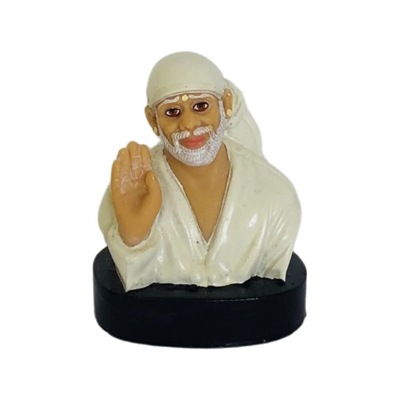 Hemant art Shirdi Sai Baba StatueIdolMurti for Car DashboardCar Stand 25 Inch White - Image 1