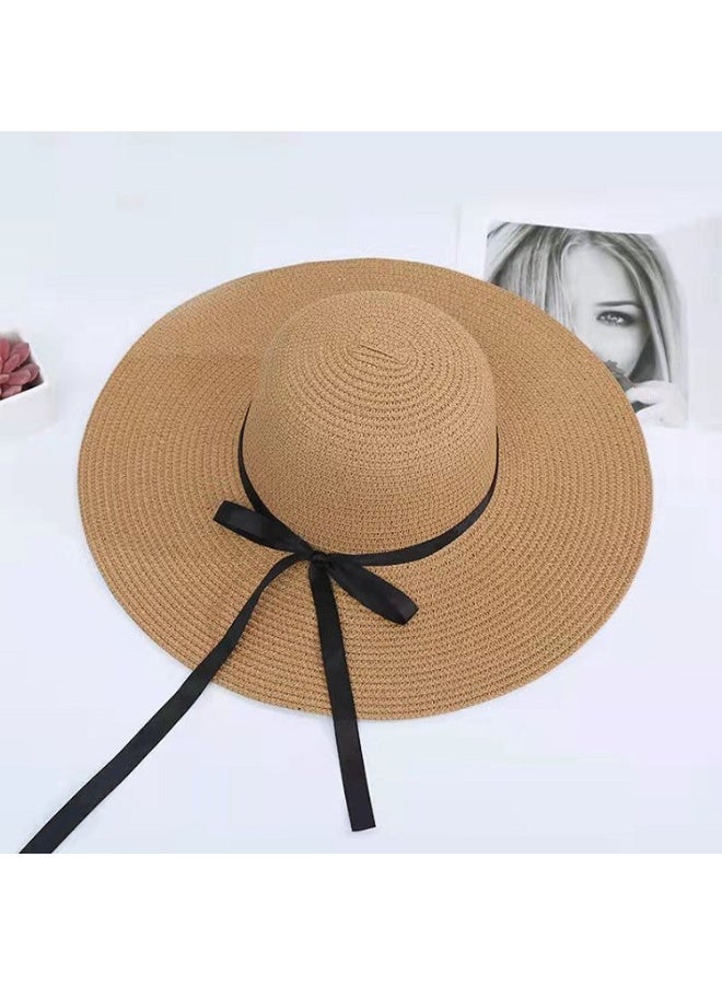 KUYING New Big Eave Road Flying Straw Hat Foldable Sun Visor 