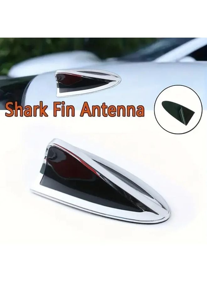 هوائي زعنفة القرش أسود لامع من مادة ABS جناح سقف بدون حفر تركيب ايروديناميكي - Image 2