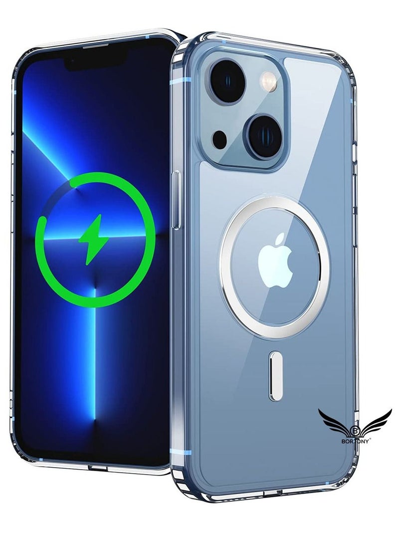 BORTONY - iPhone 14 Clear Magnetic Case with Built in Magnets Compatible with MagSafe Crystal Clear Slim TPU Hard Back Cover for Apple iPhone 14 6.1inch 2022 Released (Clear) - Image 1
