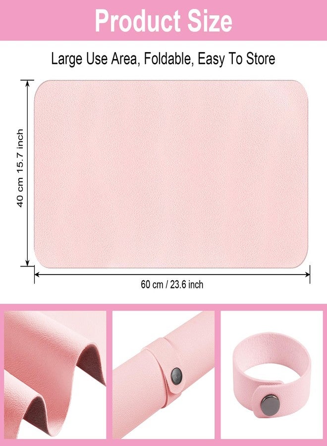 Diesisa Nail Art Table Mat,Foldable Nail Arm Rest Pad for Nails,Soft Microfiber PU Leather Nail Table Pad, Waterproof Nail Mat For Nail Tech, Manicure Pad for Nail Technician Salon Home-Pink - Image 5