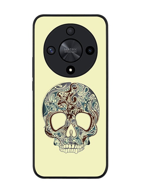Rugged Black edge case for Honor X9b, Slim fit Soft Case Flexible Rubber Edges Anti Drop TPU Gel Thin Cover- Skully Tattoo