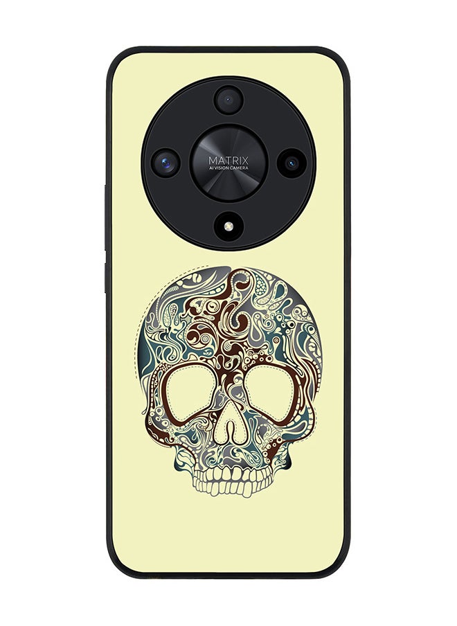 Rugged Black edge case for Honor X9b, Slim fit Soft Case Flexible Rubber Edges Anti Drop TPU Gel Thin Cover- Skully Tattoo
