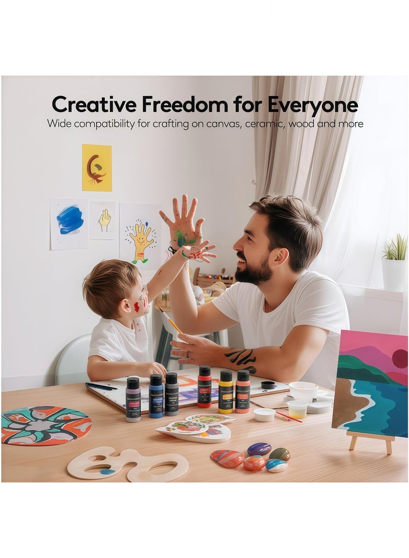 Acrylic Paint Set Contains 24 Colors (60 ml each) Suitable for Painting on Canvas, Wood, Ceramics, and Fabric. The Colors are Rich and Long-Lasting, Making it Suitable for Beginners, Students, and Professional Artists. - Image 5