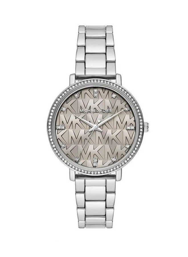 MK Pyper Grey Dial Silver Steel Strap Watch For Women - 4672 - Image 1