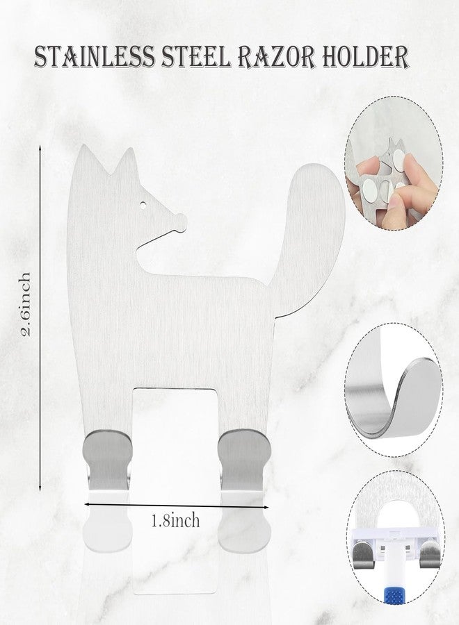 YODOCAMP Cute Holder Shaver Hook Hanger Stand, Funny Razor Holder for Shower Wall, Animal Cartoon Holder Shaver Organizer for Bathroom, Self Adhesive Stainless Steel Shaver Hook TZG15 - Image 5