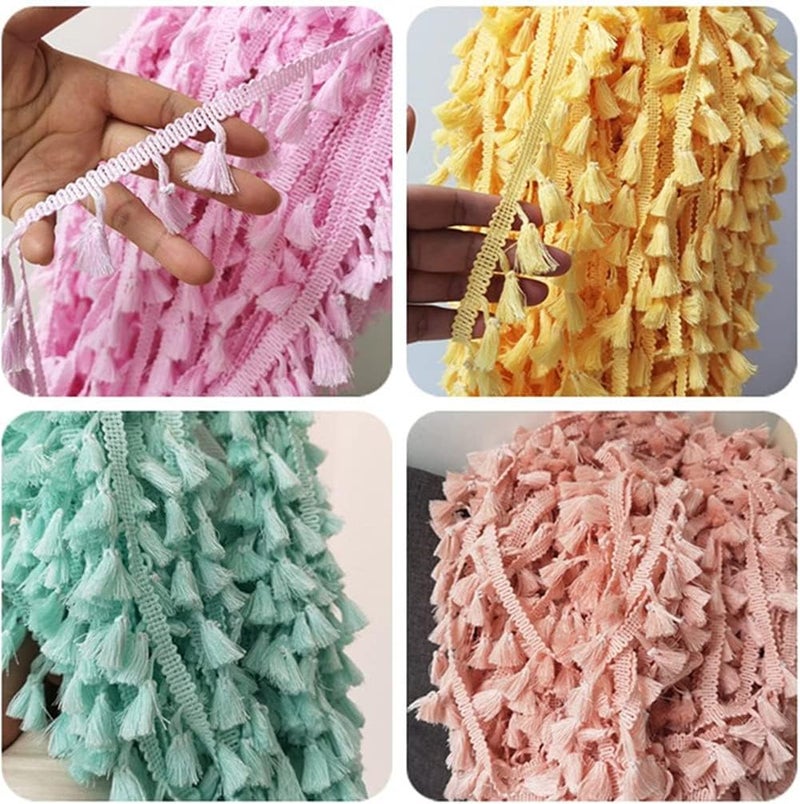 MSCFTFB 20 Yards Mini Tassel Fringe Trim,Boho Tassels Ribbon for Women,1.6inch Wide Sewing Fabric Lace for DIY Jewelry Clothing Bag Curtain Home Party Decor(Pink) - Image 4