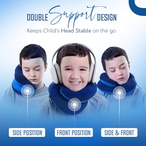 BCOZZY Kids Travel Neck Pillow (3-7 Y/O)- Patented Soft Toddler Pillow for Head & Chin Support in Car Seat, Airplane, and Road Trip Sleeping. Adjustable Size. Fully Washable. Carry Bag. Small, Hearts - Image 3