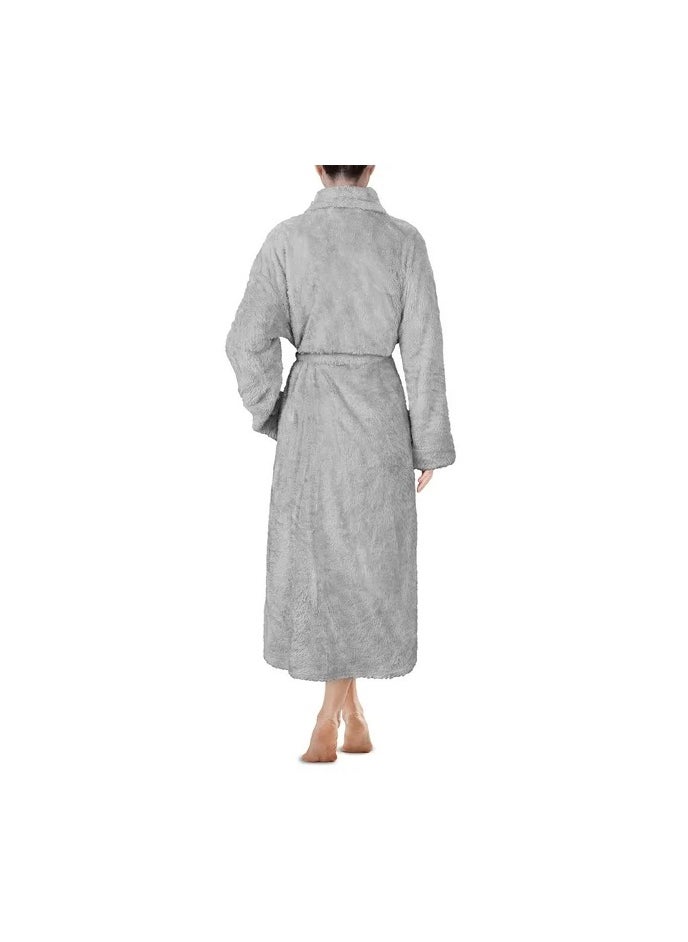 Generic Cotton Plain Bathrobe Grey  - Image 3
