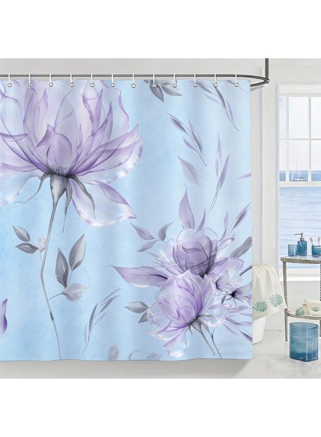 Plaid Waterproof Shower Curtain, Mildew-resistant Bathroom Shower Parion Curtain