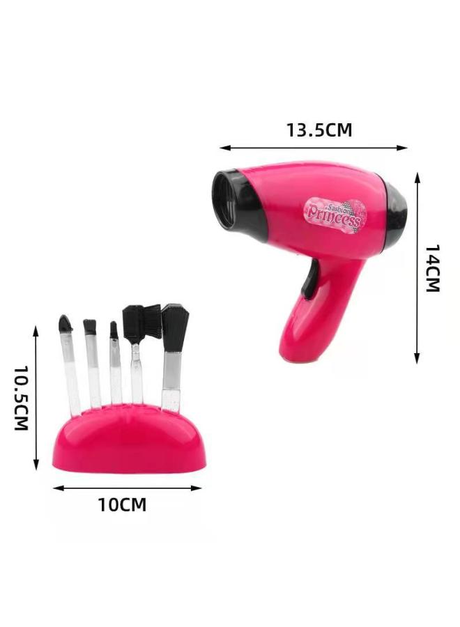 Women's Hairdressing Toy Set For Kids Playing House Simulated Blow Dryer Half-body Model Makeup Brushes Comb Set-Specifications:20-piece 5802M Handbag Hair Dryer Suit - Image 3