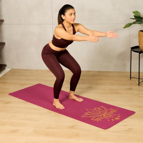 CULT TPE Yoga Mat 6mm with Carry Bag & Strap – Eco-Friendly, Non-Slip, Lightweight & Durable Exercise Mat for Yoga, Pilates, Meditation & Home Workouts – Purple Lotus Print - Image 2